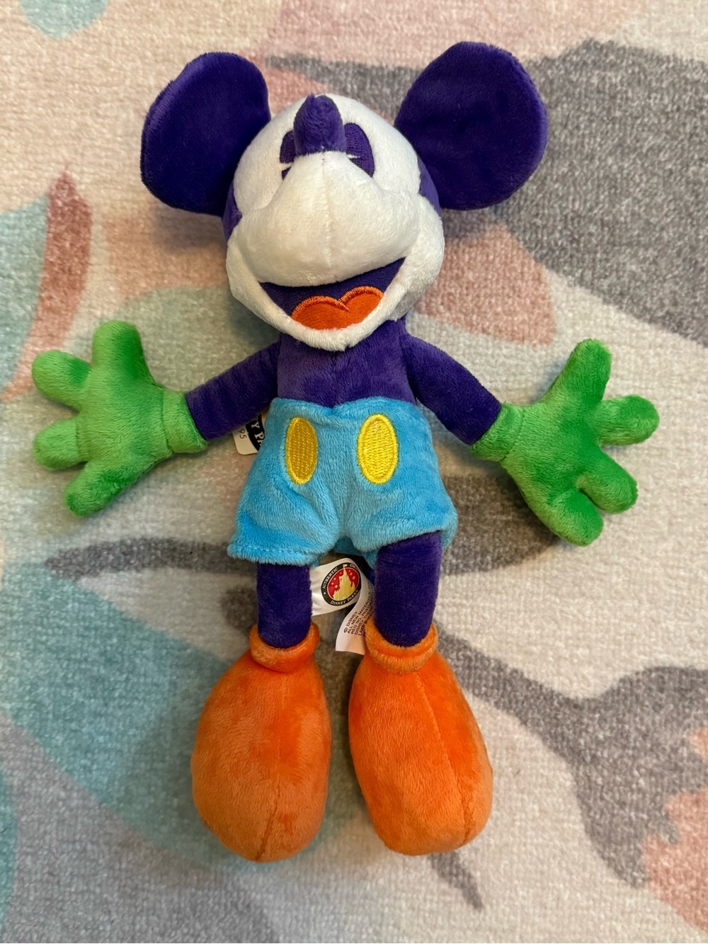 Vintage Disney Parks Purple & Orange Color-block Mickey Mouse Plush